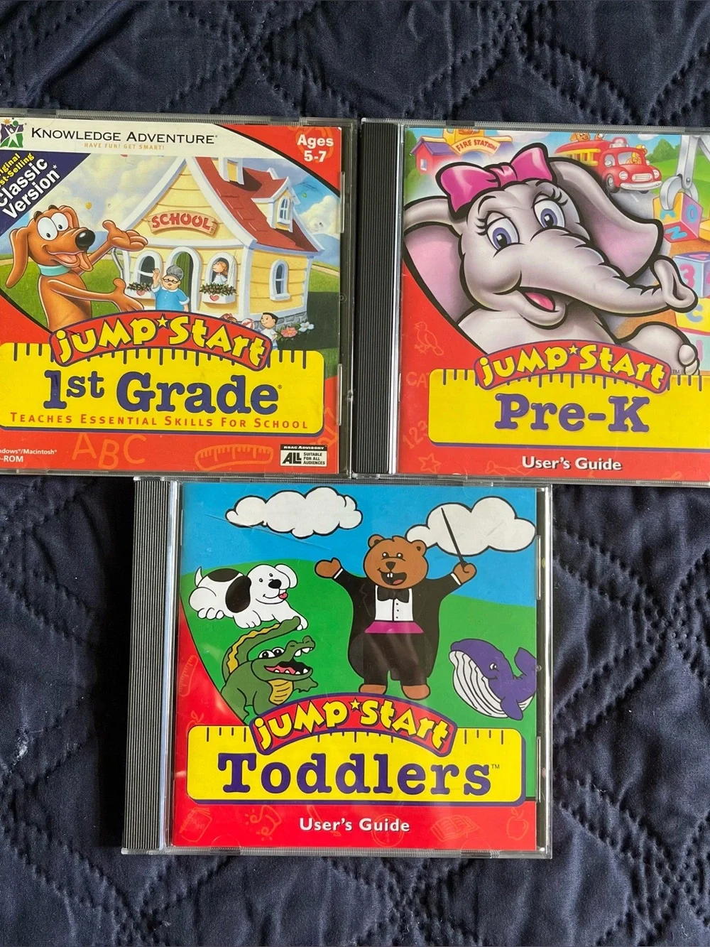 Lot of 3 Jump Start PC CD-ROMs Preschool, 1st Grade, Toddlers